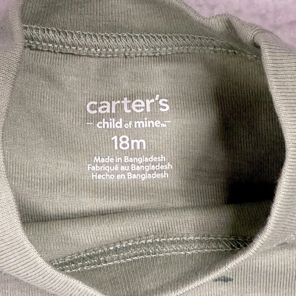 NEW Carter's Lot of‎ 2 Baby Boy 18M Bodysuit Dinosaur Chase the Sun Green White